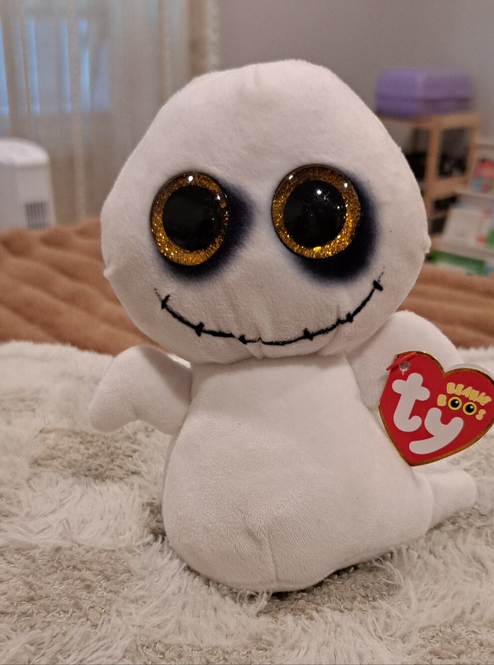 TY Beanie Boos - SPIKE the Ghost (Glitter Eyes)(Regular Size - 6 inch)